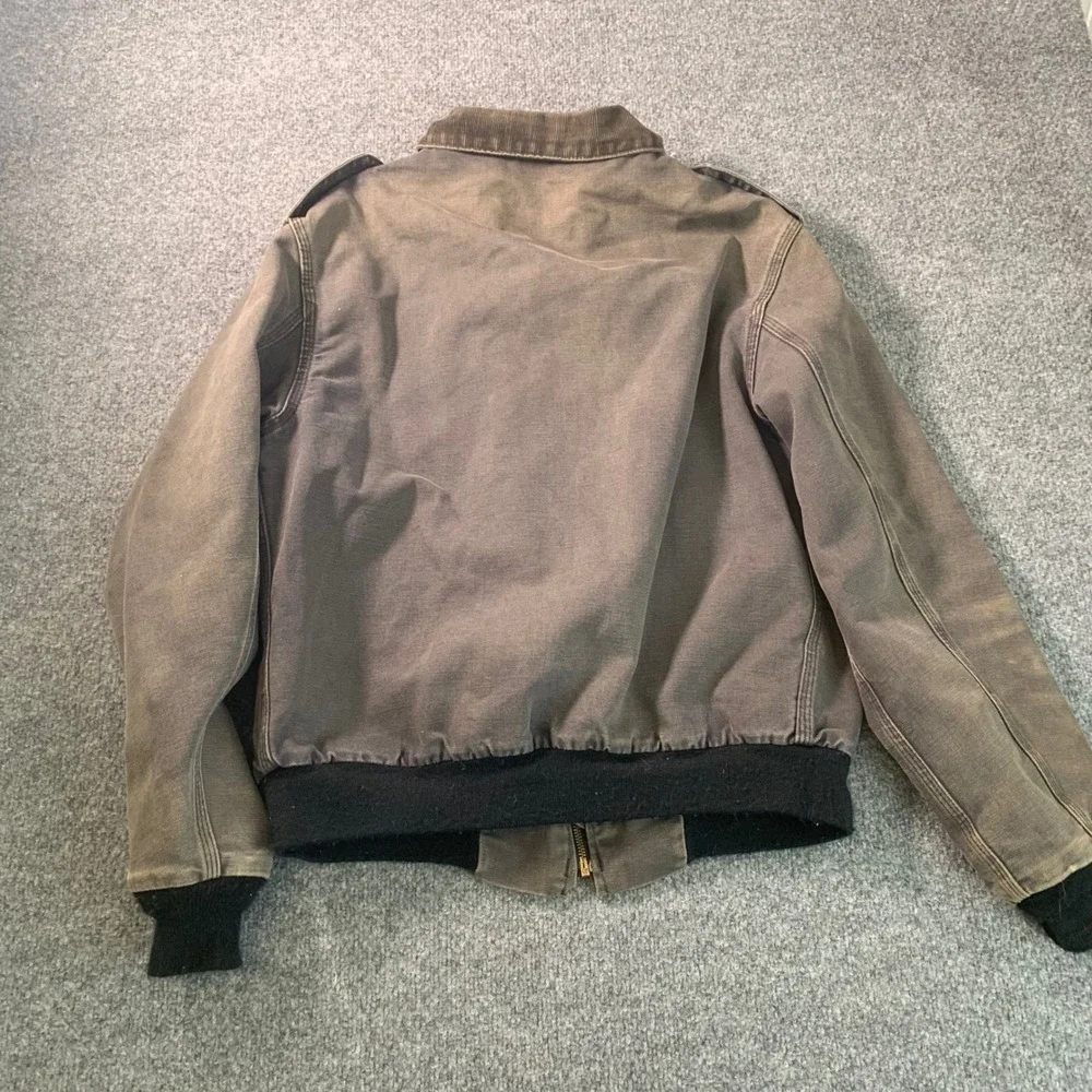 Carhartt Vintage Duck Canvas Bomber Jacket Gray Corduroy Collar  XL
